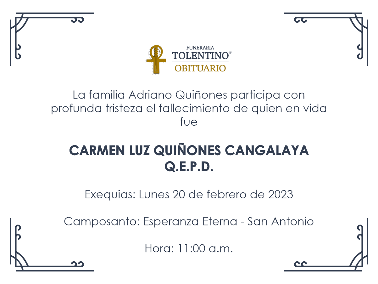 CARMEN LUZ - Funeraria Tolentino